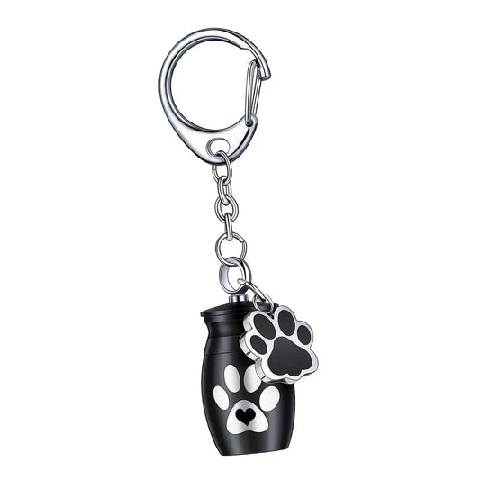 Double Paw Print Mini Urn Keychain - Eternal Whiskers