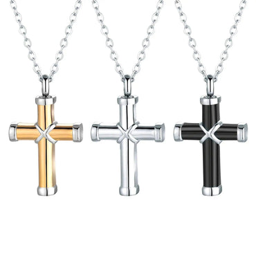Stainless Steel Cross Necklace Urn - Eternal Whiskers
