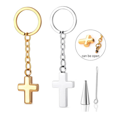 Stainless Steel Cross Urn Pendant Keychain - Eternal Whiskers