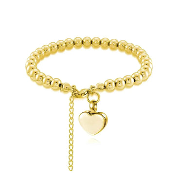 Beaded Stainless Steel Heart Keepsake Bracelet - Eternal Whiskers
