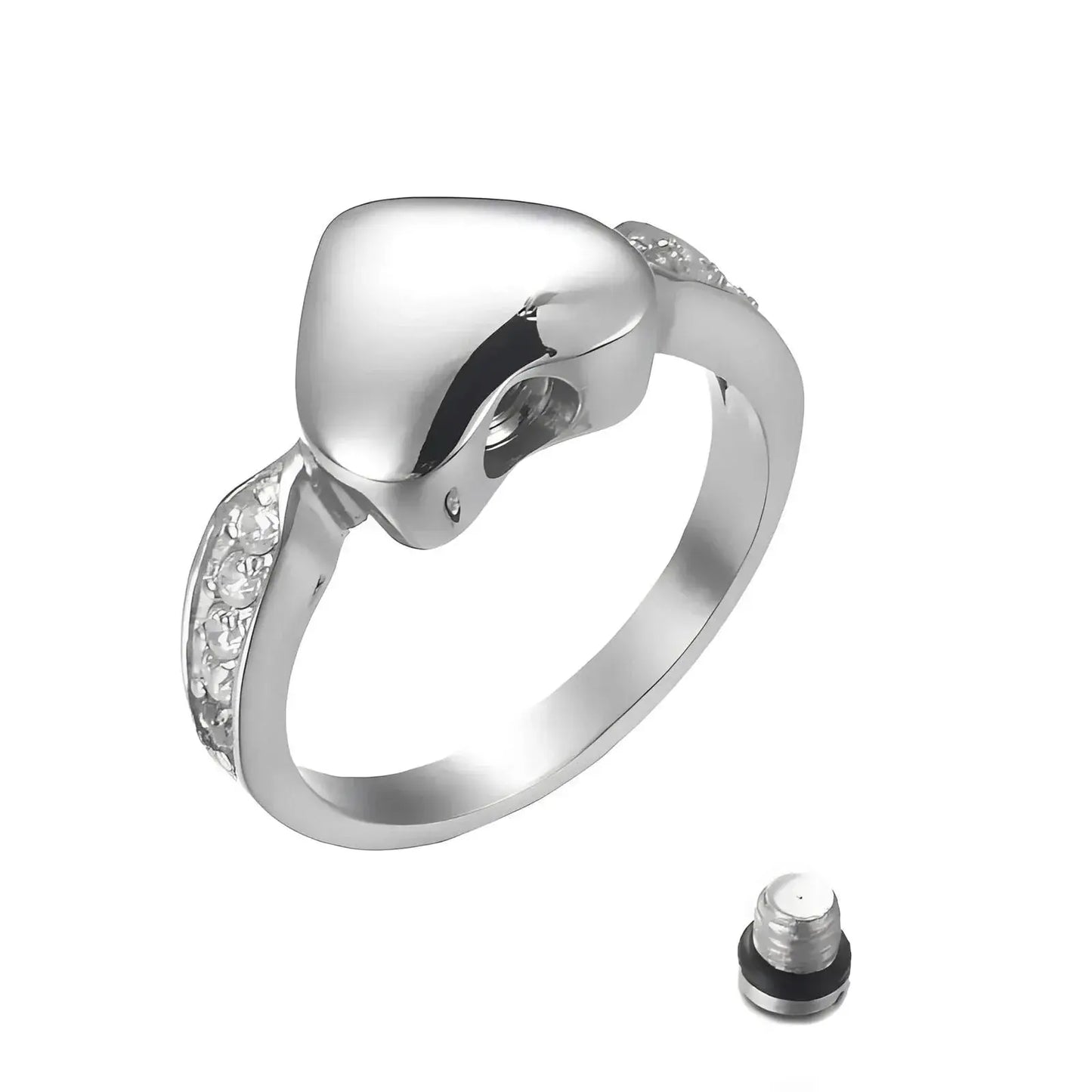 Stainless Steel Heart Urn Keepsake Ring - Eternal Whiskers