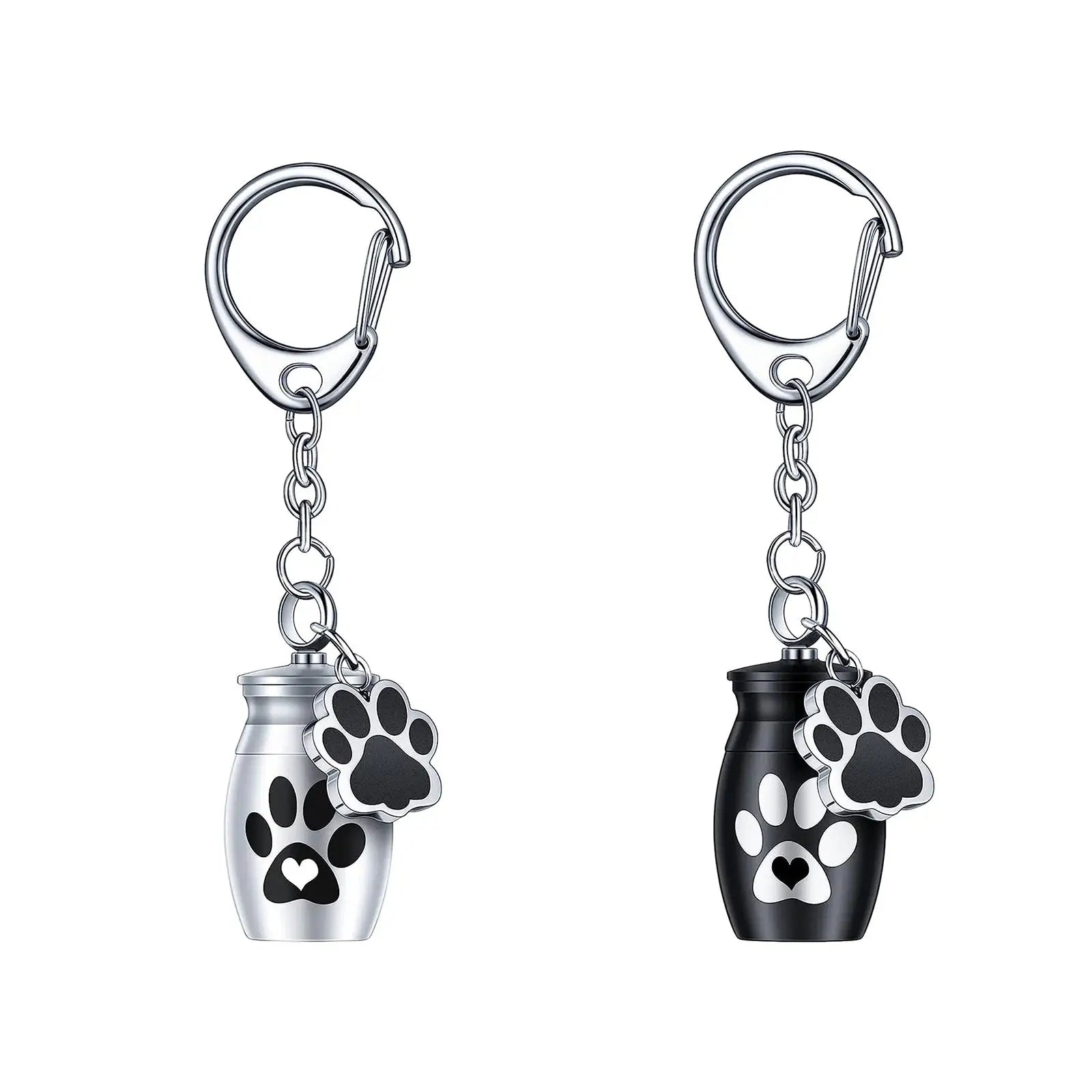 Double Paw Print Mini Urn Keychain