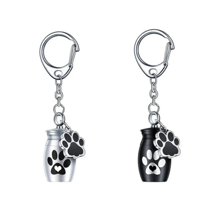 Double Paw Print Mini Urn Keychain - Eternal Whiskers