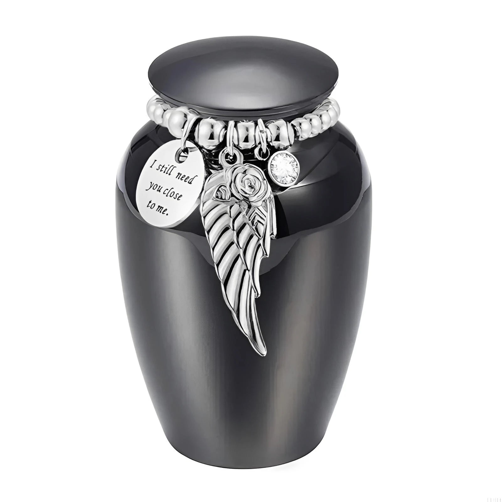 Pet Memorial Keepsake Urn with Bead Wing