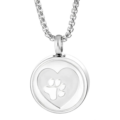 Stainless Steel Paw Print Heart Urn Necklace - Eternal Whiskers