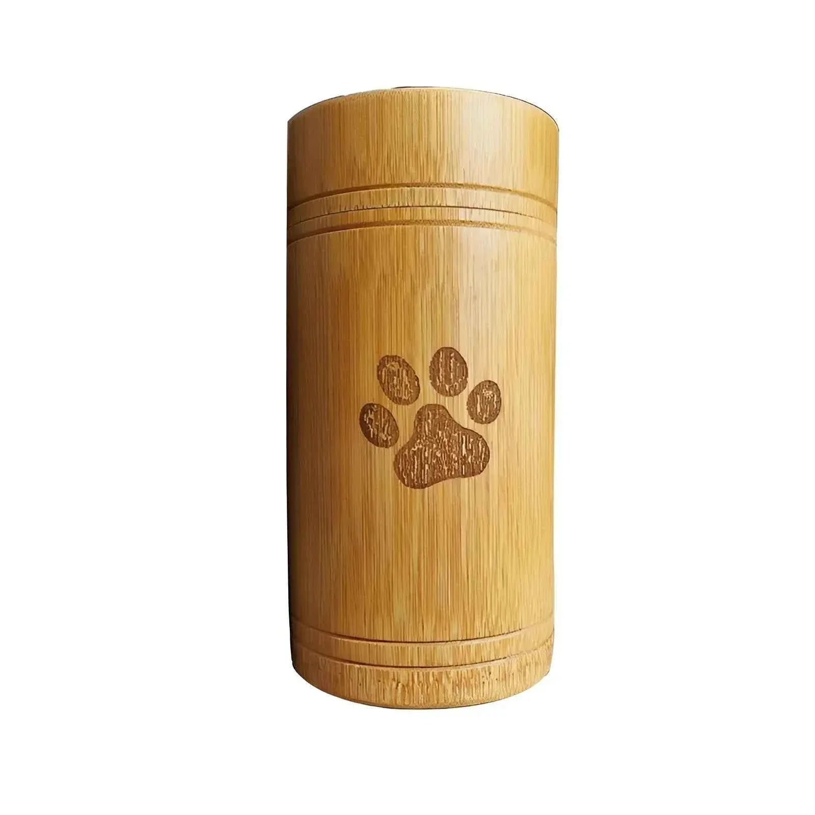 Handmade Bamboo Paw Print Pet Urn - Eternal Whiskers