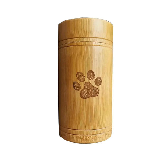 Handmade Bamboo Paw Print Pet Urn - Eternal Whiskers