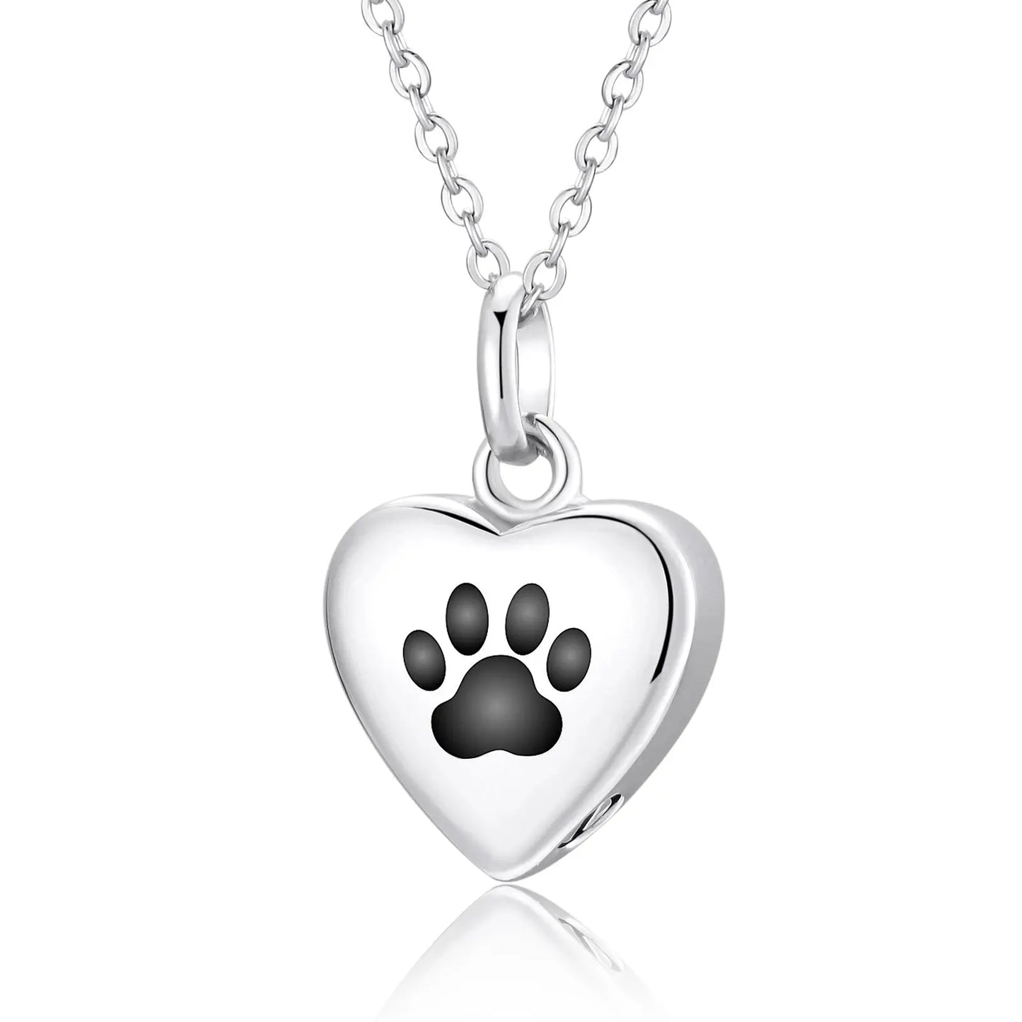 Stainless Steel Memorial Urn Paw Print Necklace - Eternal Whiskers