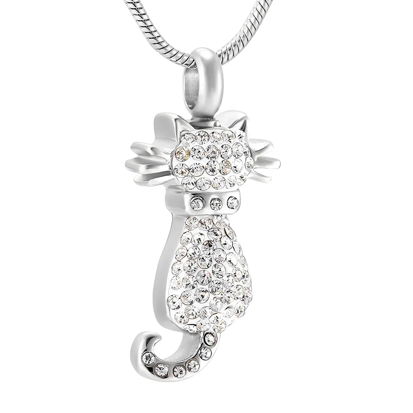 Sparkling Memorial Urn Necklace - Stainless & Rhinestone Elegance