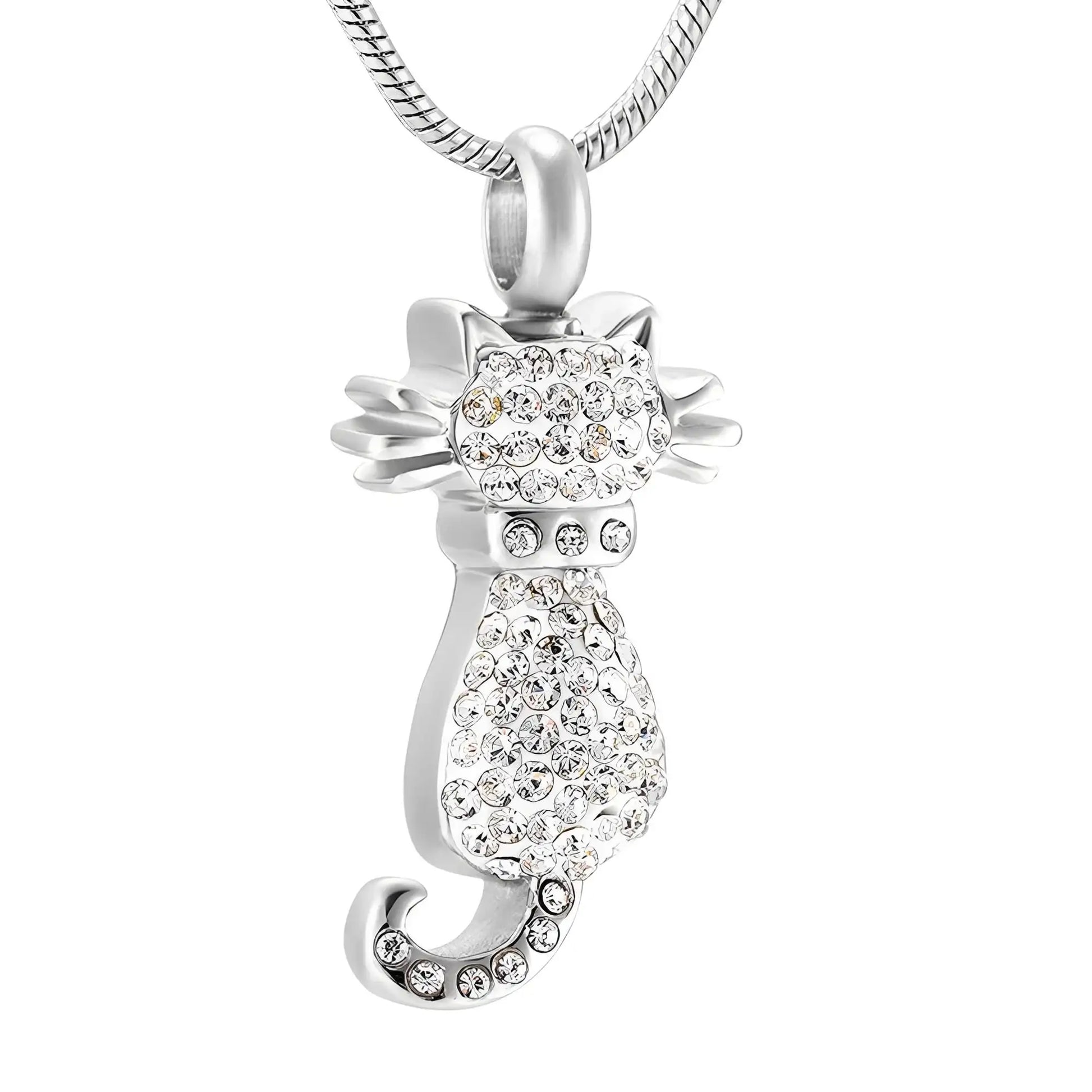 Sparkling Memorial Urn Necklace - Stainless & Rhinestone Elegance