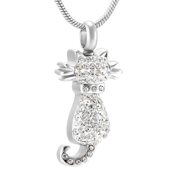 Sparkling Memorial Urn Necklace - Stainless & Rhinestone Elegance
