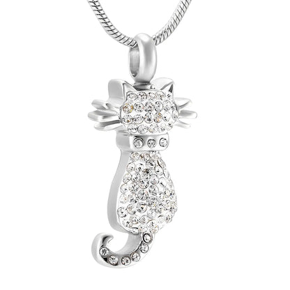 Sparkling Memorial Urn Necklace - Stainless & Rhinestone Elegance