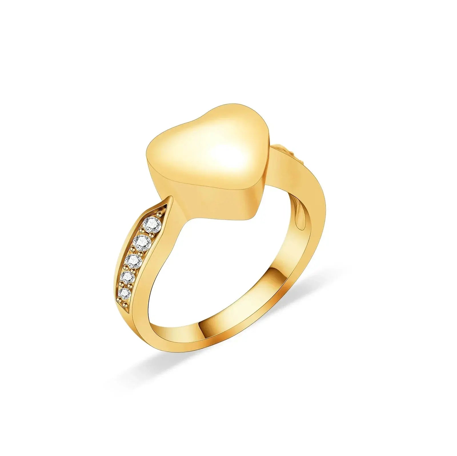 Stainless Steel and Zircon Heart Paw Print Ring - Eternal Whiskers