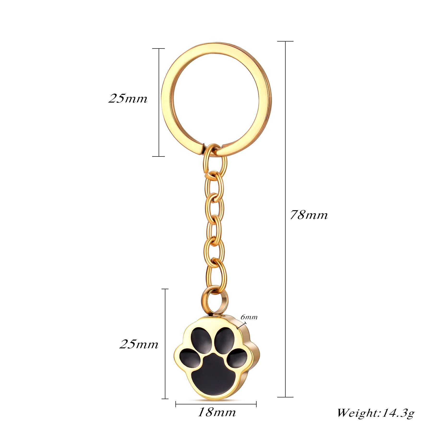 Stainless Steel Paw Print Urn Keychain