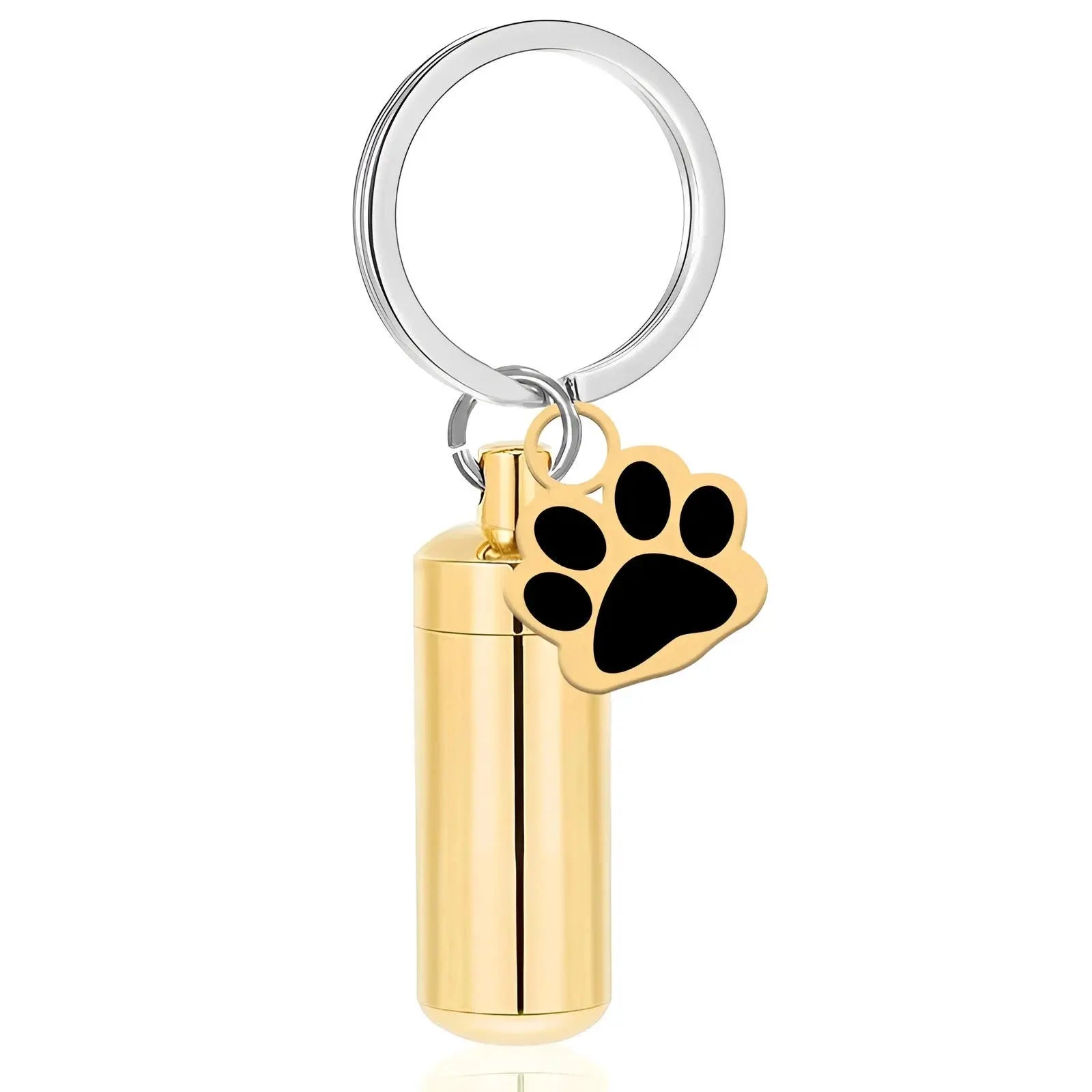 Paw Print Cylinder Urn Pendant Keychain - Eternal Whiskers