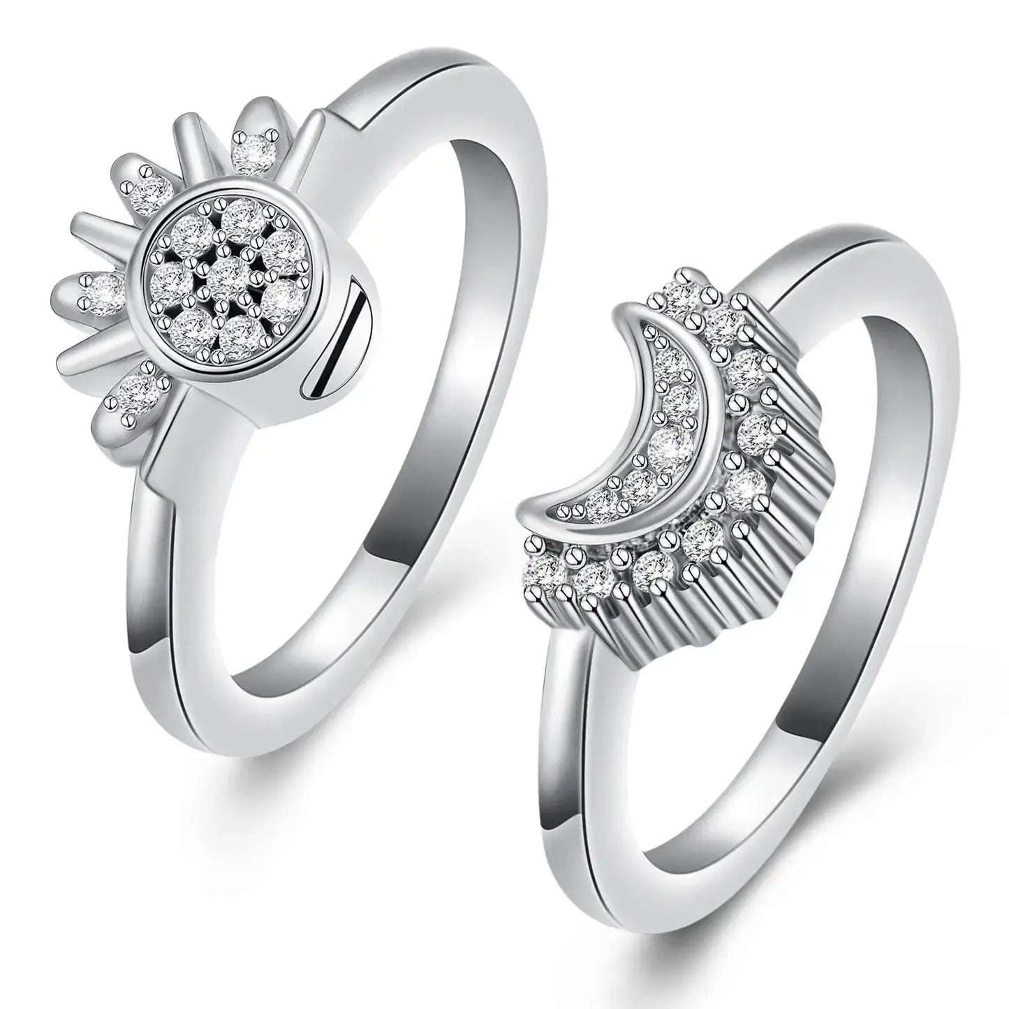 Stainless Steel Sun and Moon Urn Ring Set - Eternal Whiskers