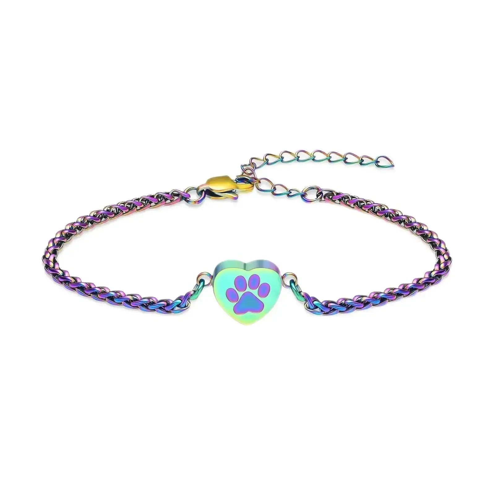 Paw Print Heart Urn Bracelet - Eternal Whiskers