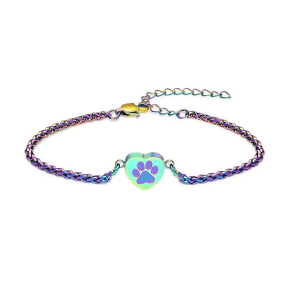 Paw Print Heart Urn Bracelet - Eternal Whiskers