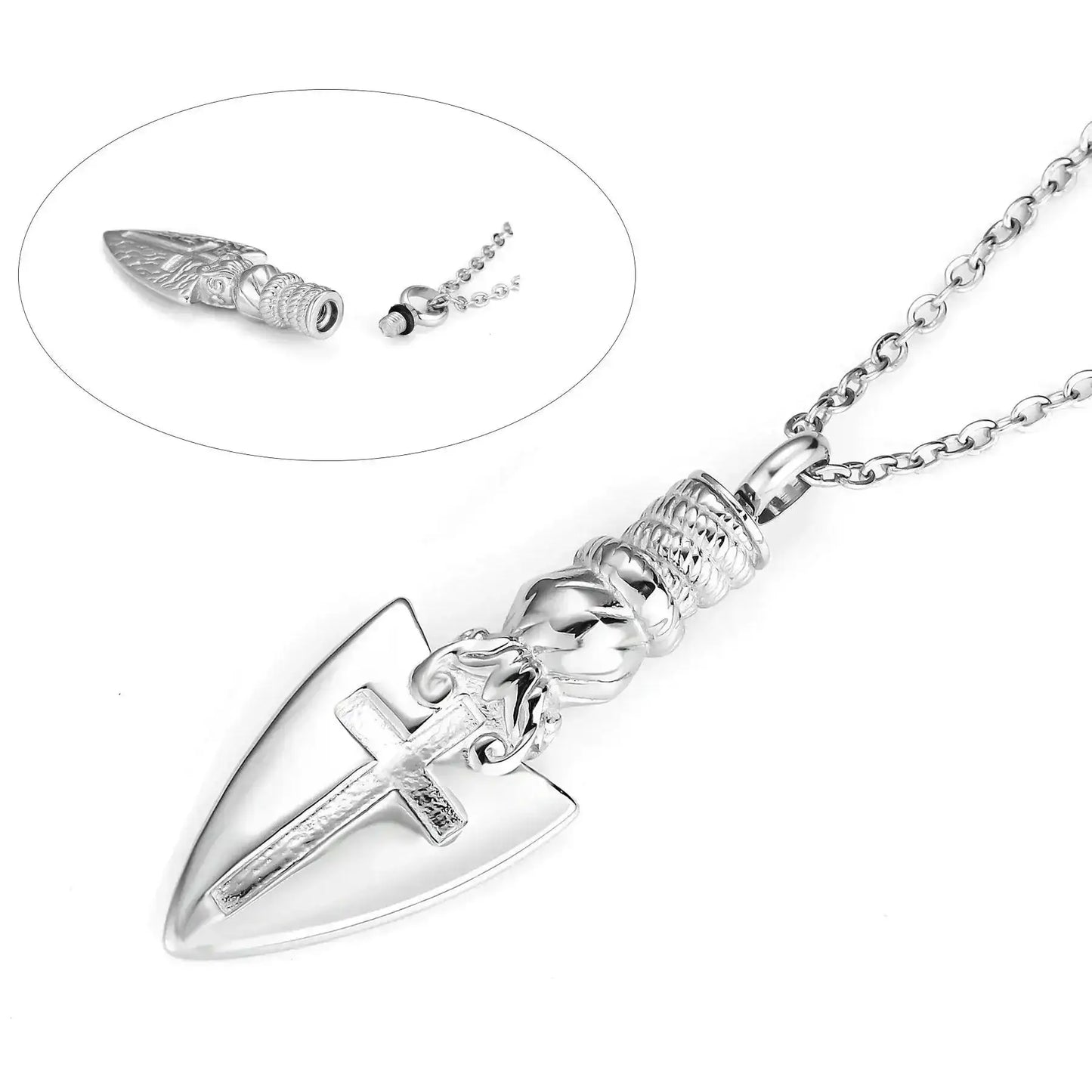 Stainless Steel Retro Cross Keepsake Necklace - Eternal Whiskers
