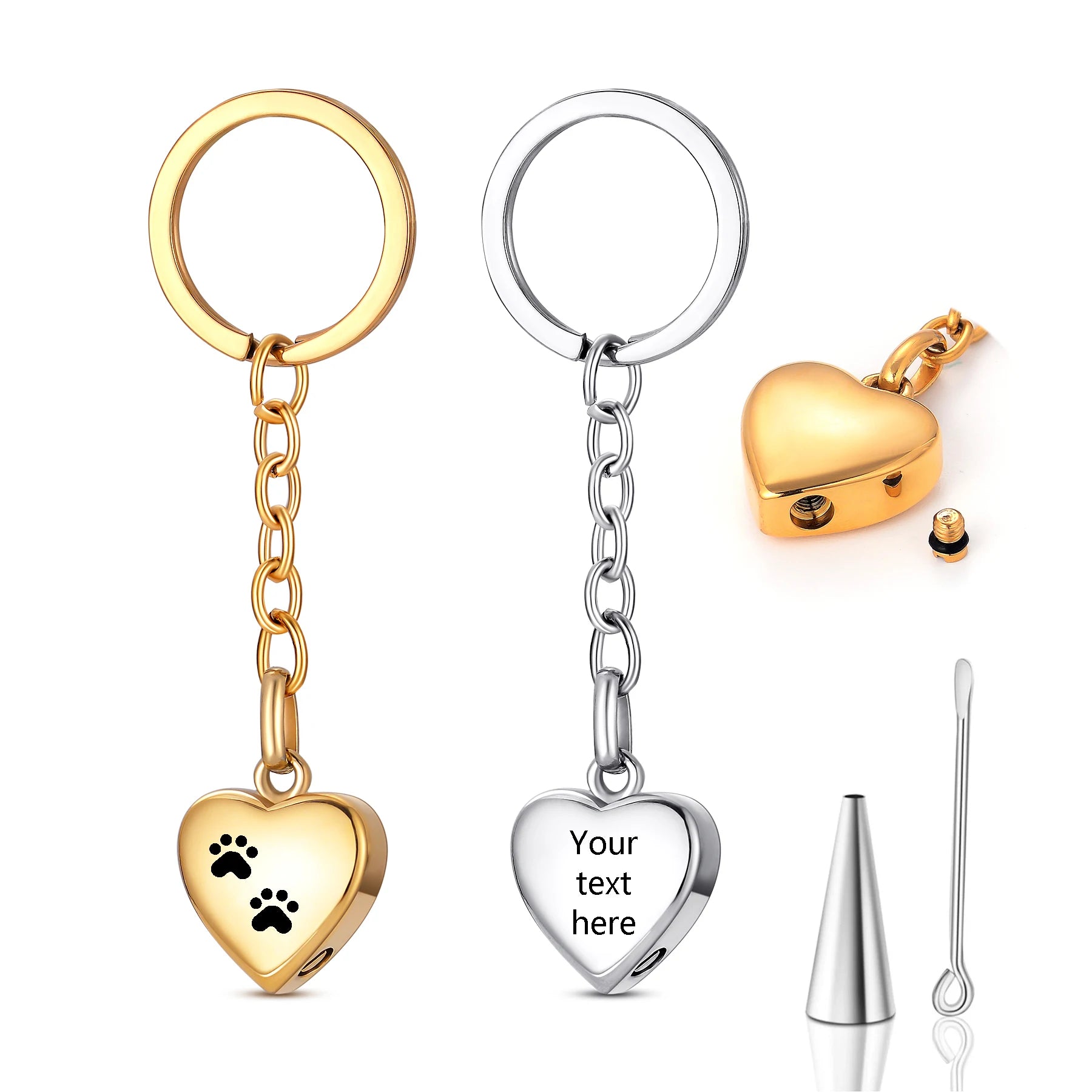 Stainless Steel Paw Heart Keychain