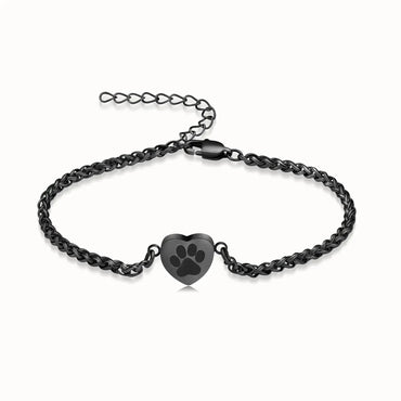 Paw Print Heart Urn Bracelet - Eternal Whiskers