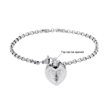 Stainless Steel Heart Urn Bracelet - Eternal Whiskers