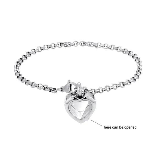 Stainless Steel Heart Urn Bracelet - Eternal Whiskers