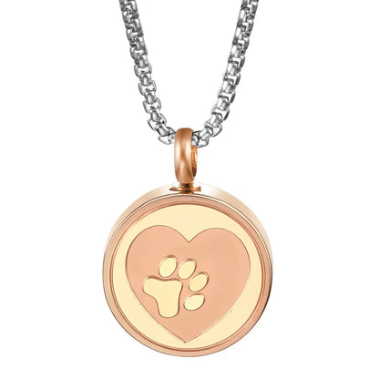 Stainless Steel Paw Print Heart Urn Necklace - Eternal Whiskers