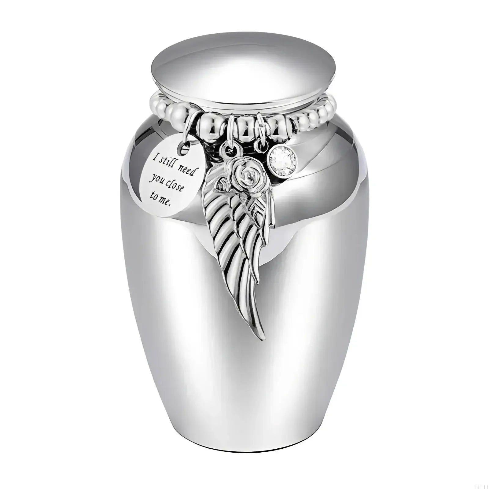 Pet Memorial Keepsake Urn with Bead Wing - Eternal Whiskers