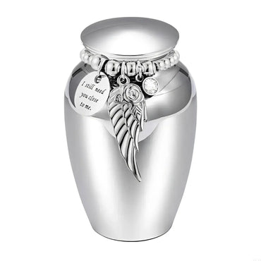 Pet Memorial Keepsake Urn with Bead Wing - Eternal Whiskers