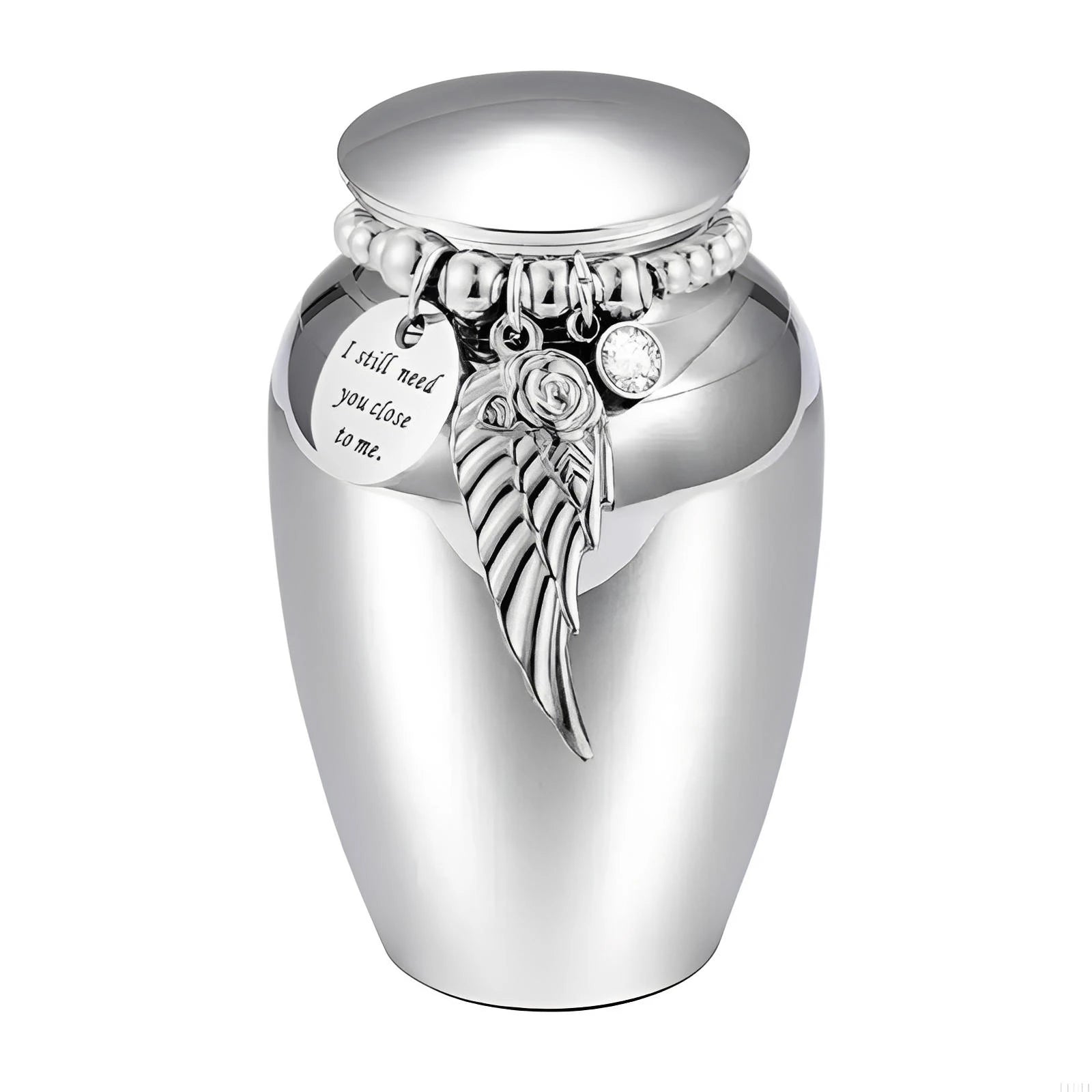 Pet Memorial Keepsake Urn with Bead Wing