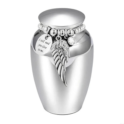 Pet Memorial Keepsake Urn with Bead Wing - Eternal Whiskers