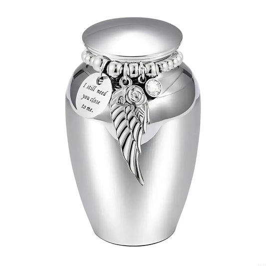 Pet Memorial Keepsake Urn with Bead Wing - Eternal Whiskers