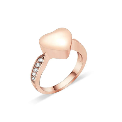Stainless Steel and Zircon Heart Paw Print Ring - Eternal Whiskers