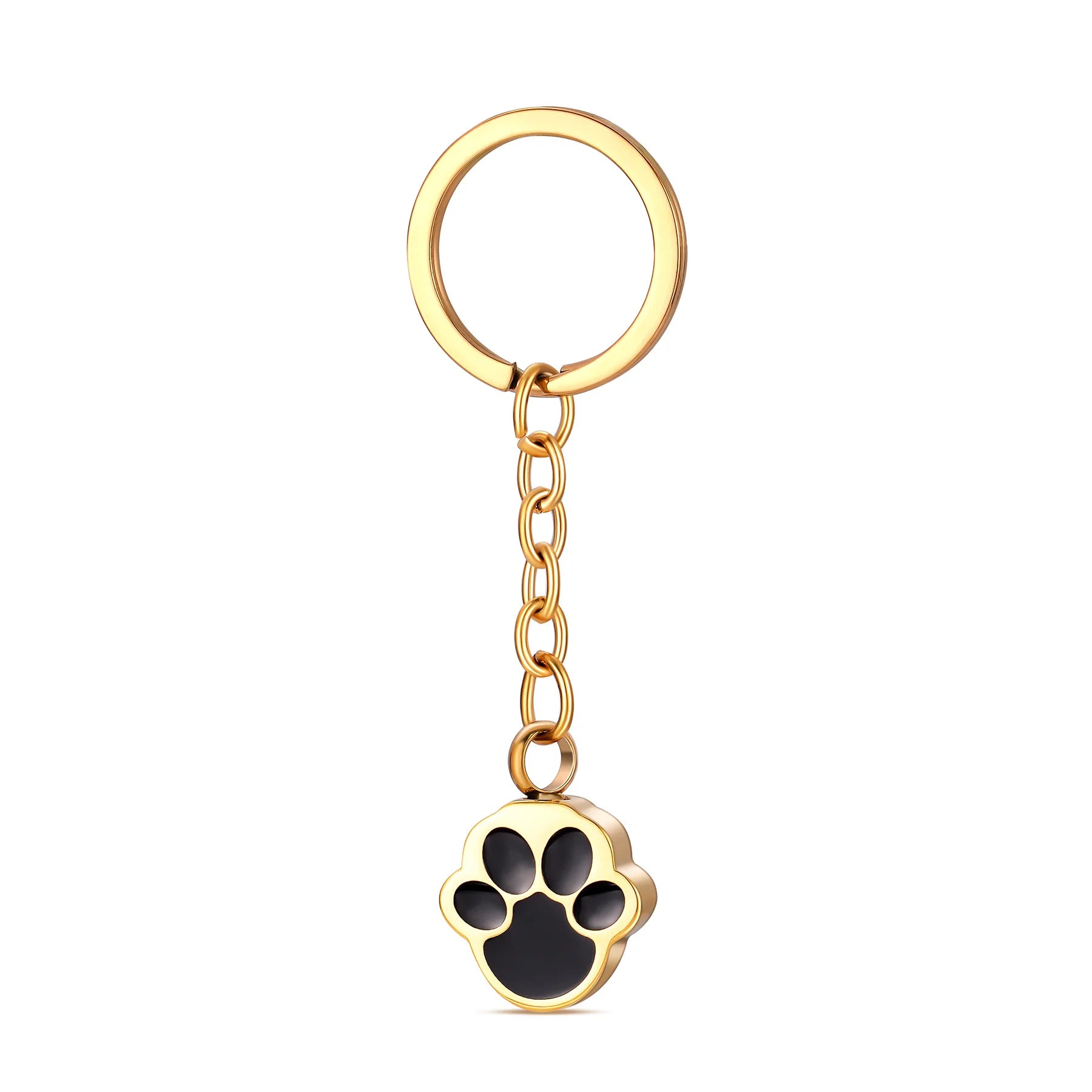 Stainless Steel Paw Print Memorial Keychain