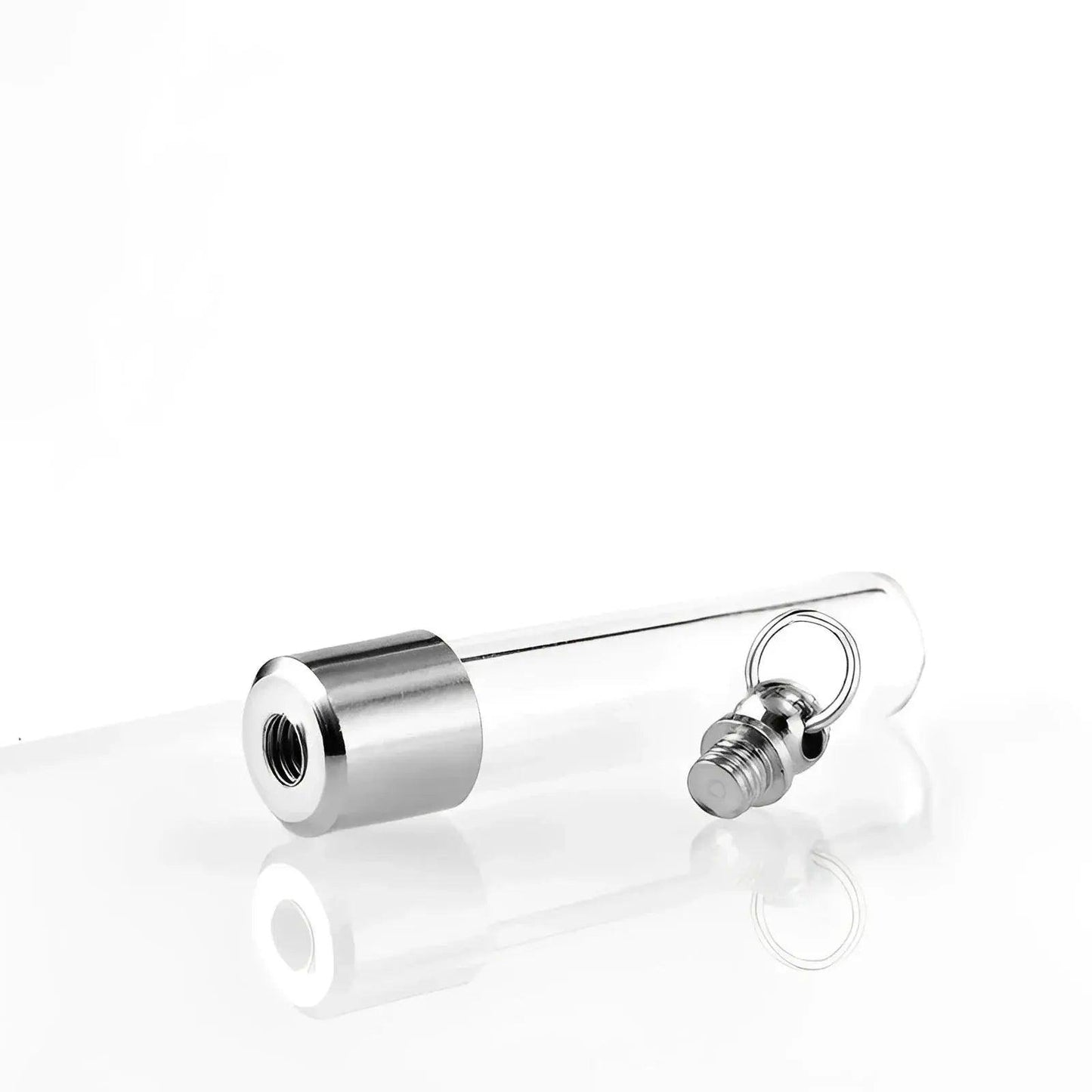 Stainless Steel Urn Pendant Necklace – Elegant Glass Cylinder Design - Eternal Whiskers