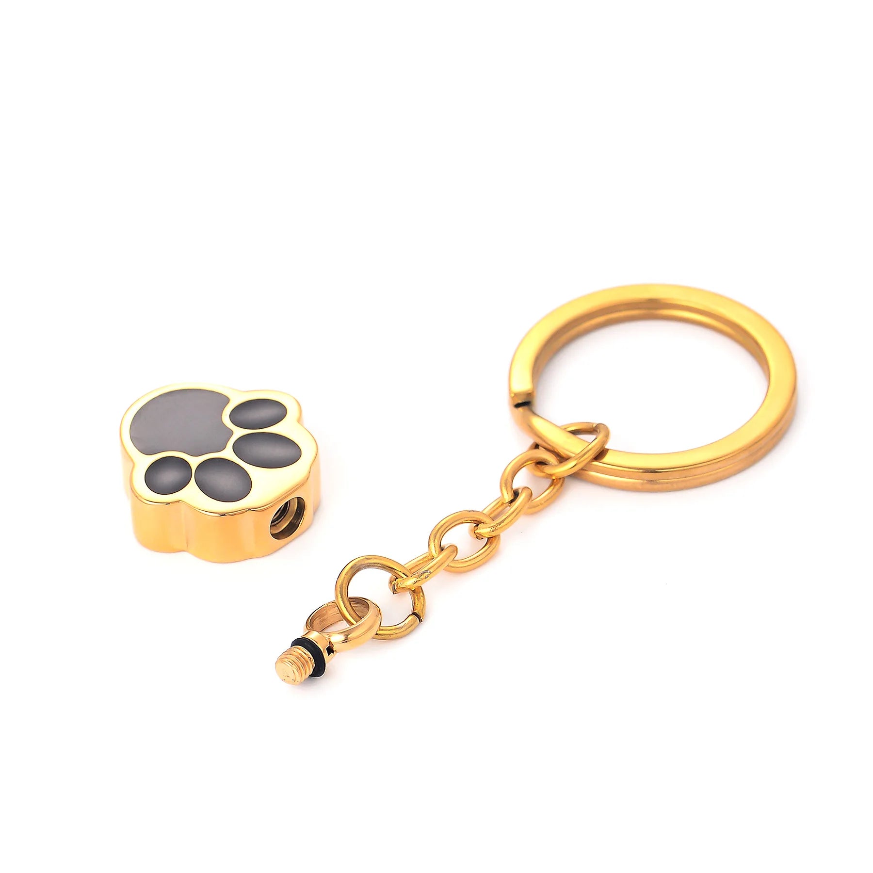 Stainless Steel Paw Print Memorial Keychain