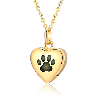 Stainless Steel Memorial Urn Paw Print Necklace - Eternal Whiskers