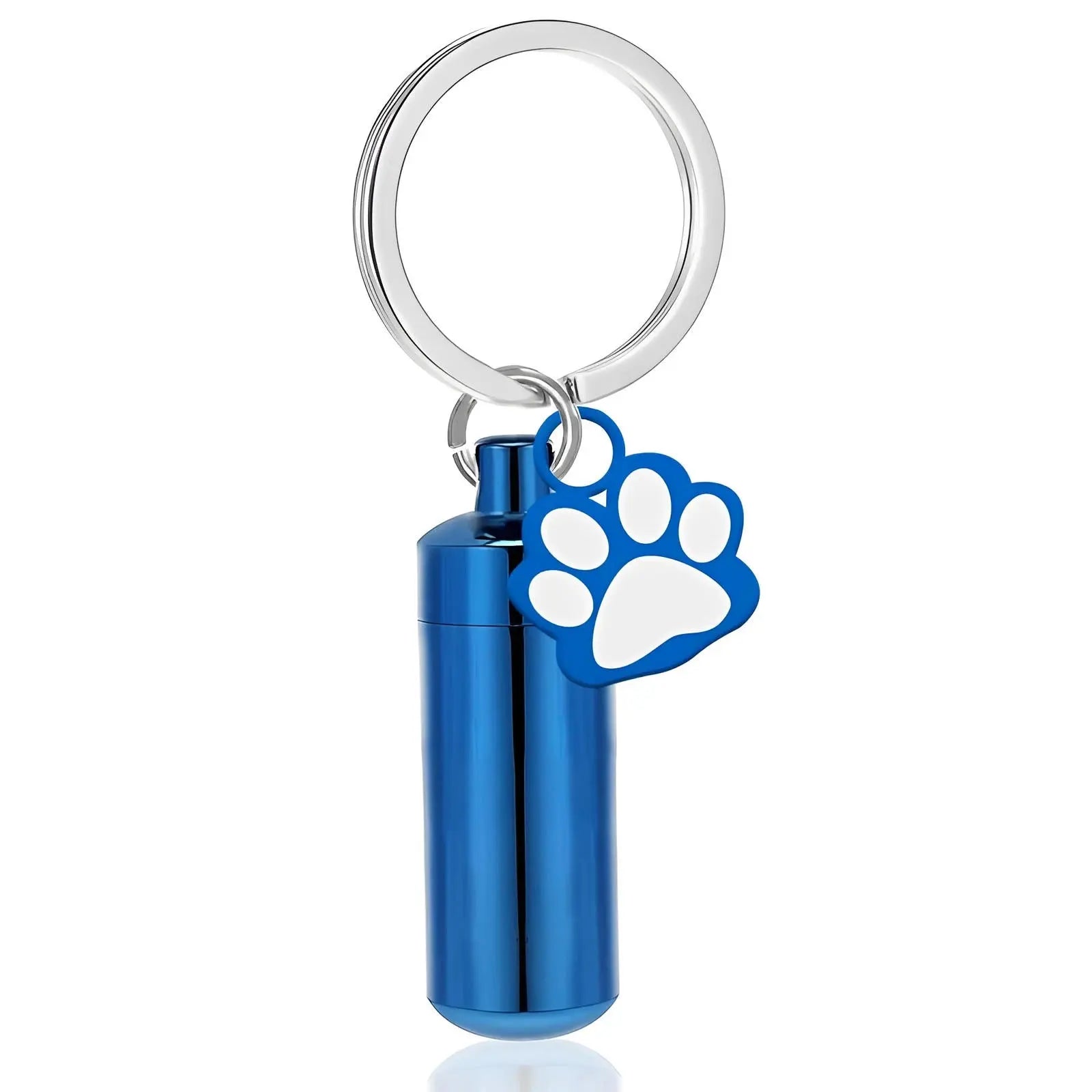 Paw Print Cylinder Urn Pendant Keychain - Eternal Whiskers
