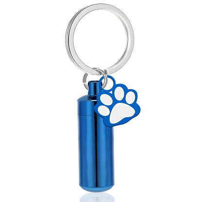 Paw Print Cylinder Urn Pendant Keychain - Eternal Whiskers