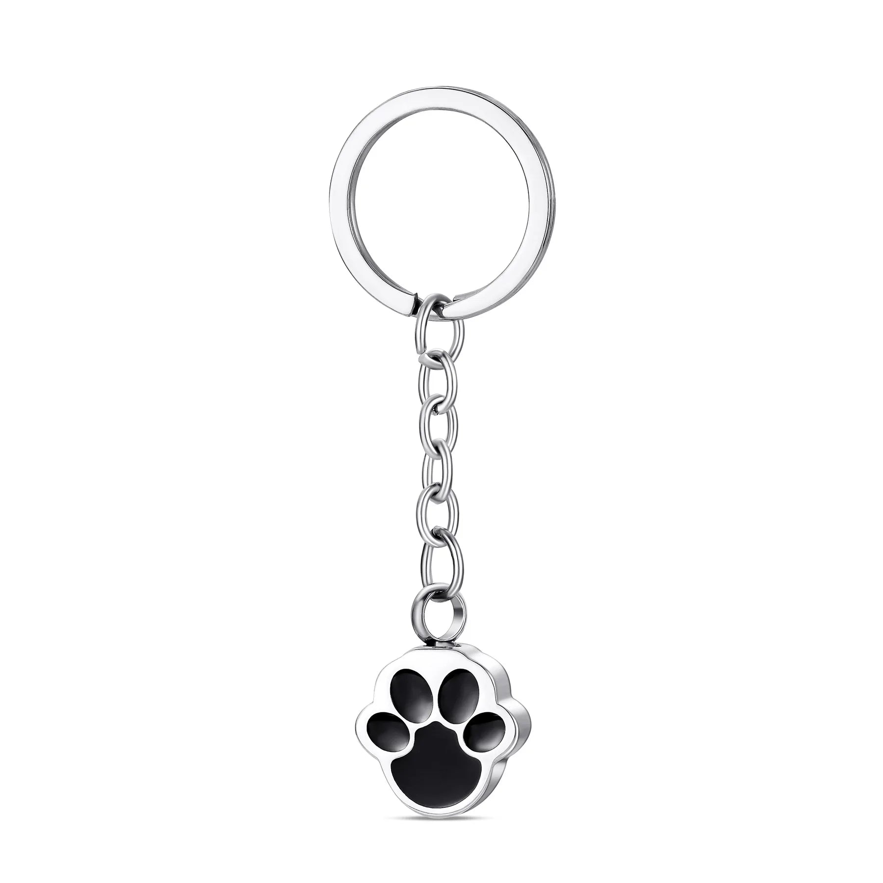 Stainless Steel Paw Print Memorial Keychain