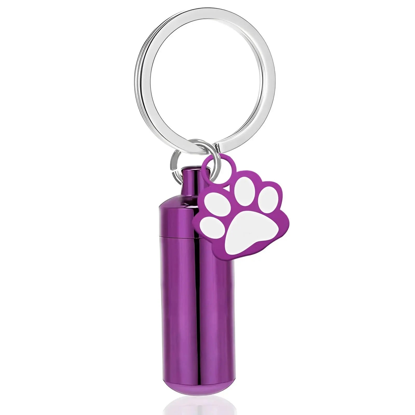 Paw Print Cylinder Urn Pendant Keychain - Eternal Whiskers