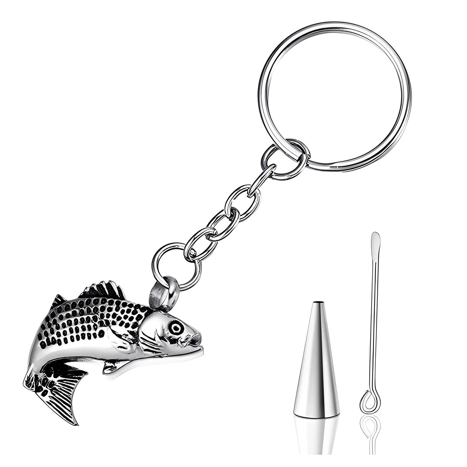 Stainless Steel Fish Cremation Urn Keychain