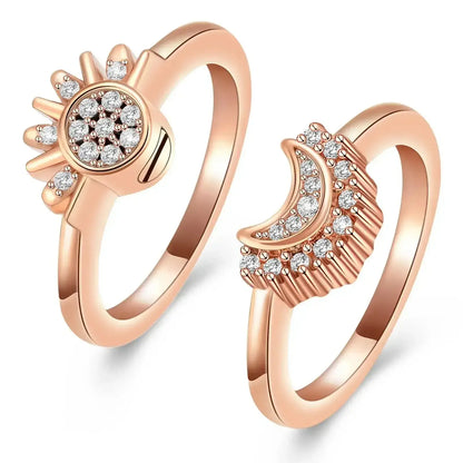 Stainless Steel Sun and Moon Urn Ring Set - Eternal Whiskers