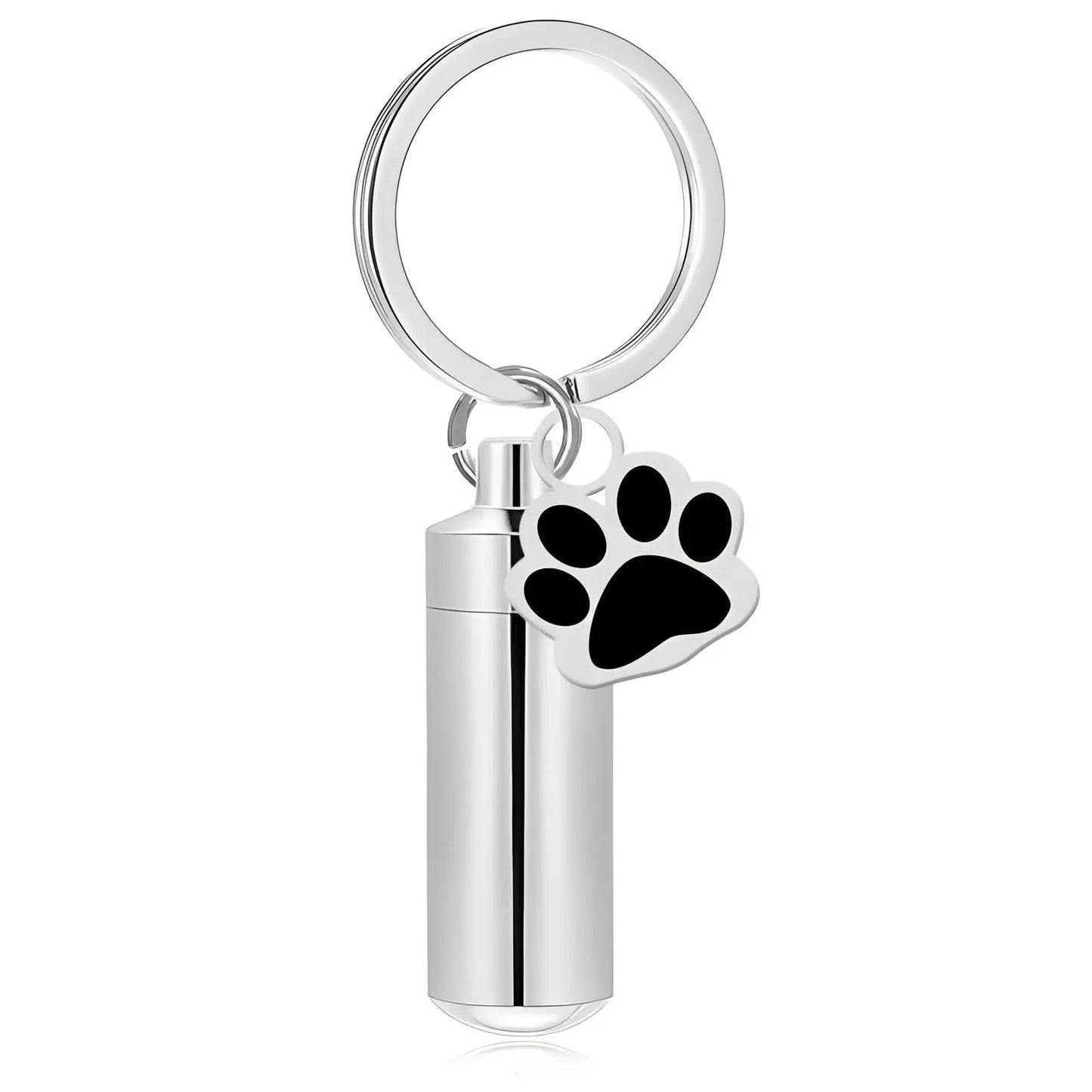 Paw Print Cylinder Urn Pendant Keychain - Eternal Whiskers