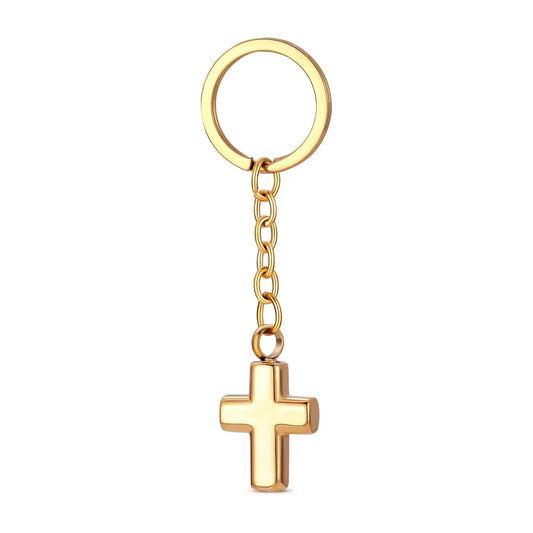 Stainless Steel Cross Urn Pendant Keychain - Eternal Whiskers