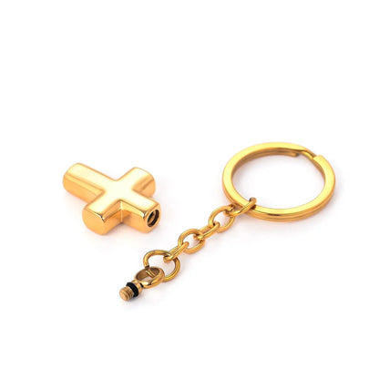 Stainless Steel Cross Urn Pendant Keychain - Eternal Whiskers