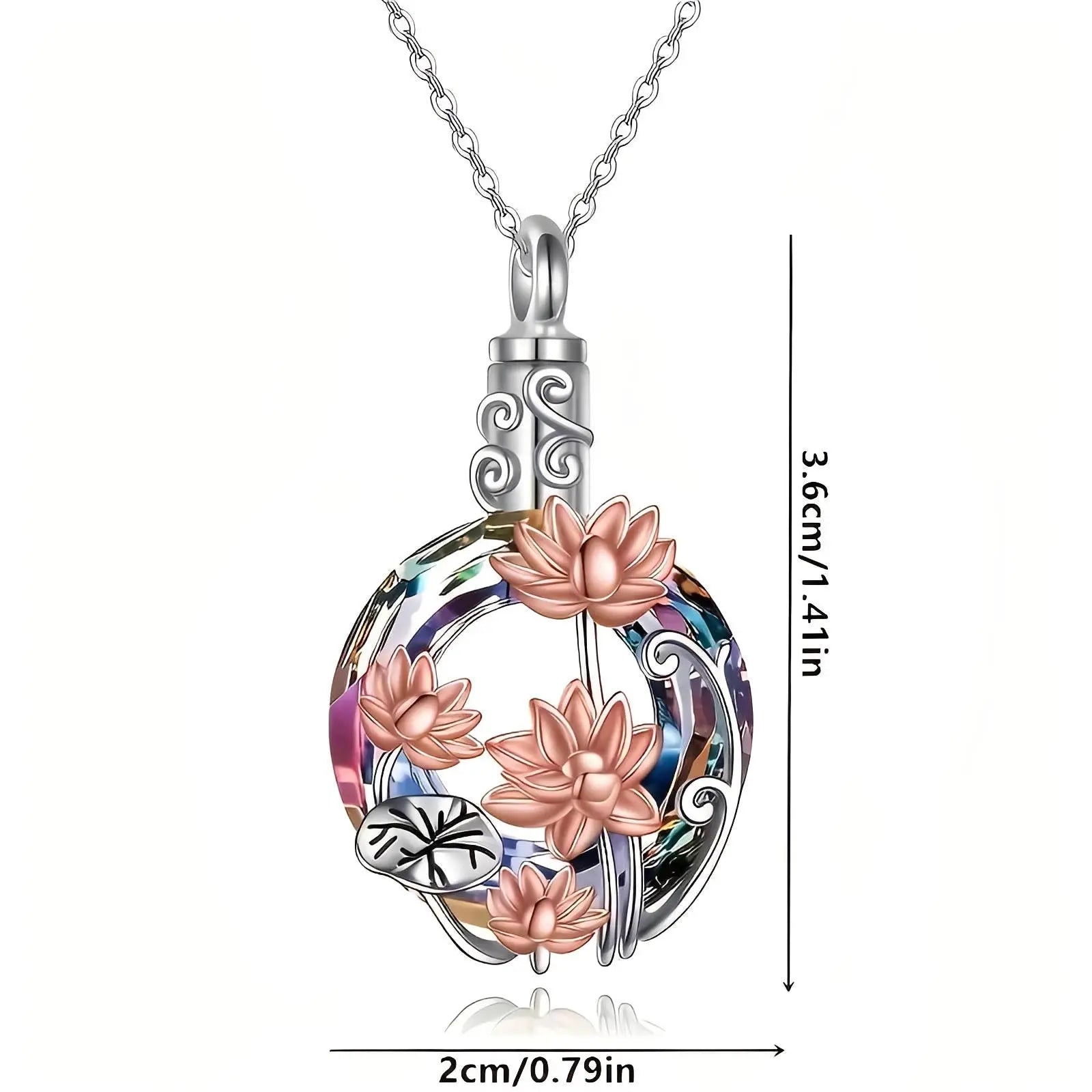Stainless Steel Lotus Crystal Urn Cremation Necklace - Eternal Whiskers