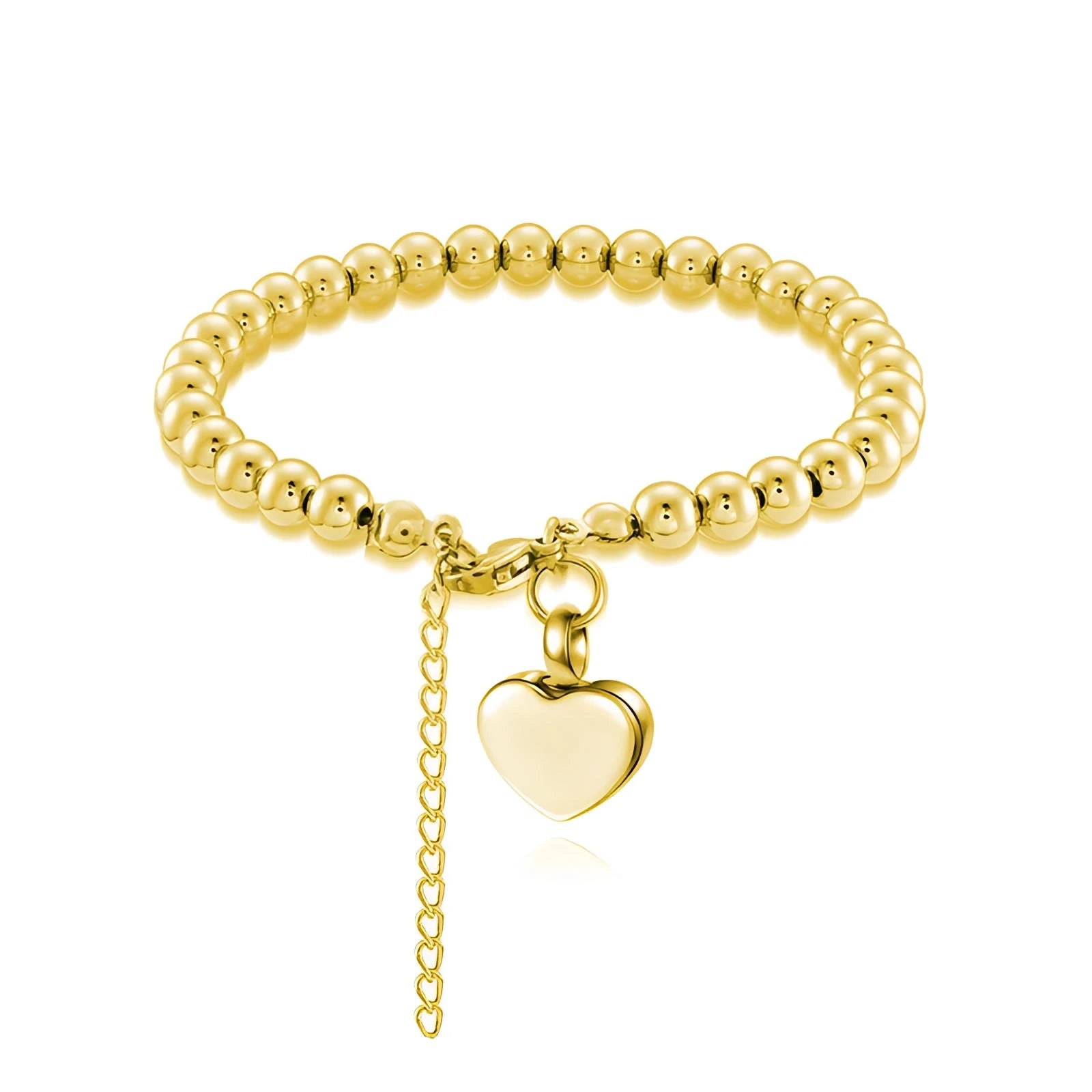 Beaded Stainless Steel Heart Keepsake Bracelet