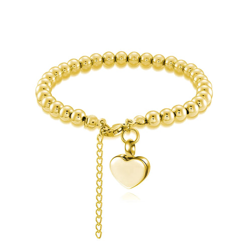 Beaded Stainless Steel Heart Keepsake Bracelet